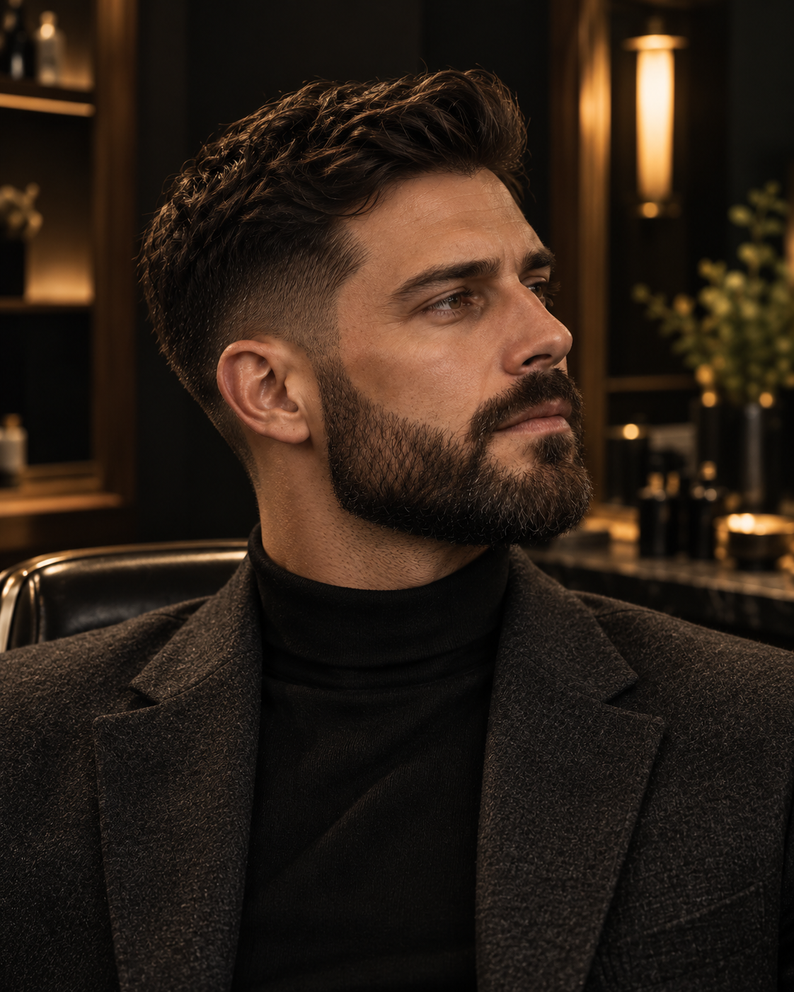 Architectural beard shaping with a precise cheek line