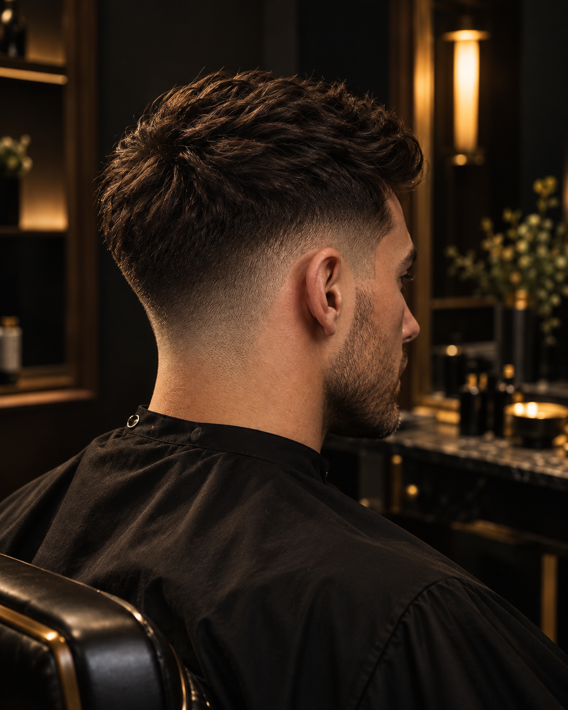 Sculpted fade with precise graduation and a textured finish